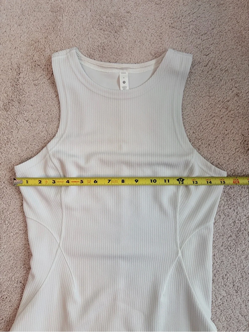 Lululemon Ribbed Softstreme Slim-Fit Tank Dress Racerback Ivory Women's Size 6